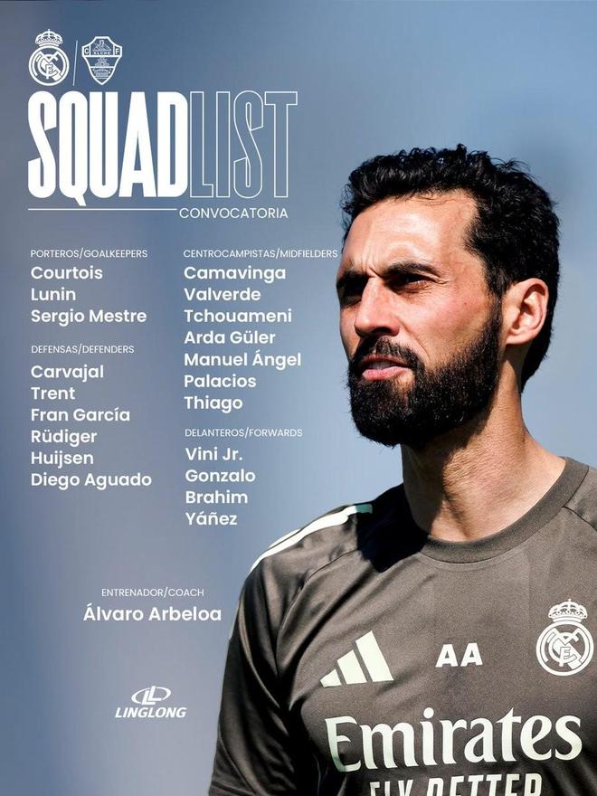 皇马公布西甲第28轮对阵埃尔切大名单 姆巴佩等